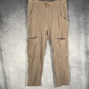 Free People Feelin' Good Linen Blend Women's M Utility Cargo Pants Drawstring